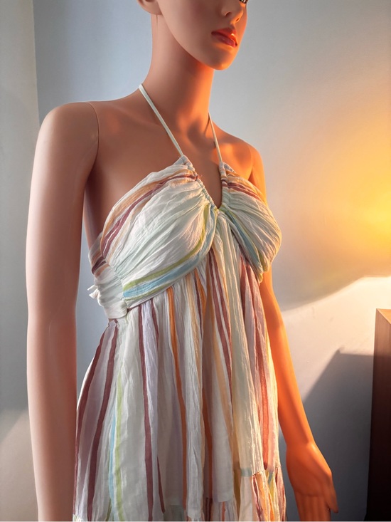 American Eagle Outfitters Dresses & Skirts - American Eagle Outfitters White Multicolor Striped Halter Maxi Dress